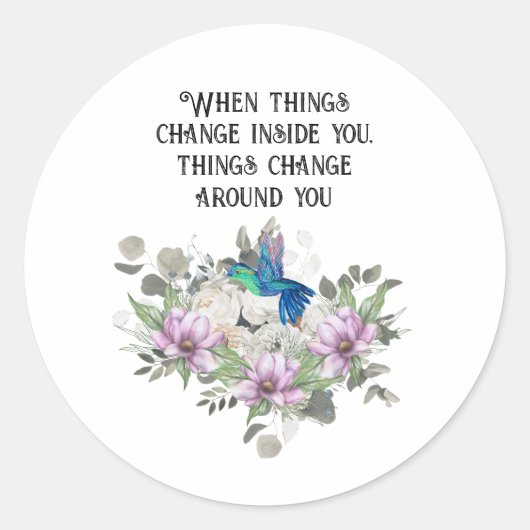 Shabby chic flowers art and selflove quote ラウンドシール (正面)