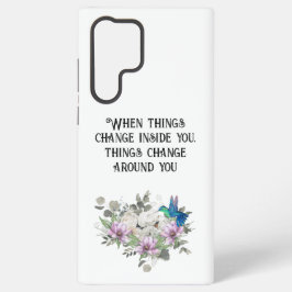 Shabby chic flowers art and selflove quote samsung galaxy s22 ultraケース