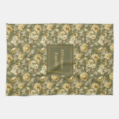 Shabby Chic Gift Personalized Gold Floral Towel  キッチンタオル (横)