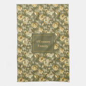 Shabby Chic Gift Personalized Gold Floral Towel  キッチンタオル (縦)