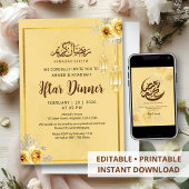 Shabby Chic Golden Rose Iftar Dinner Invitation 招待状