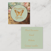 Shabby chic grunge style floral florist スクエア名刺 (正面/裏面)