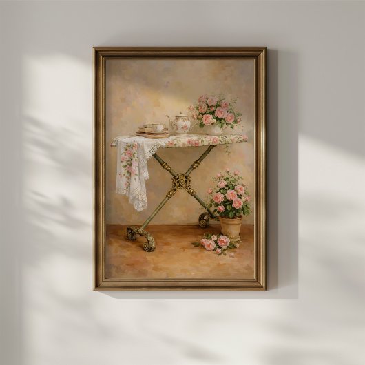 Shabby Chic Ironing Board Roses ポスター