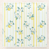 Shabby Chic Lemon Floral Series Design #12 ガラスコースター (正面)