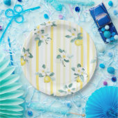 Shabby Chic Lemon Floral Series Design #12 ペーパープレート (パーティー)