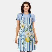 Shabby Chic Lemon Floral Series Design #1 エプロン (着用した状態)