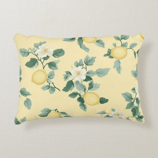 Shabby Chic Lemon Floral Series Design #2 アクセントクッション (正面)