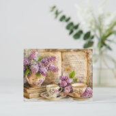 Shabby chic Lilac Bunch in an Antique Coffee Pot ポストカード (スタンド正面)