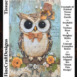 Shabby Chic Owl、Bow Tie、フローラDJ4R Decompage 薄葉紙