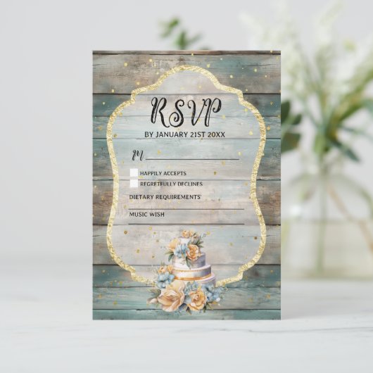 Shabby Chic Pastel Wood RSVP card (スタンド正面)