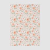 Shabby Chic Peach Orange Sage Green Floral Art 薄葉紙 (正面)