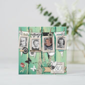 Shabby Chic Photo 80th Birthday Partyへの招待 招待状 (スタンド正面)