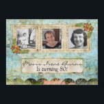 Shabby Chic Photo 80th Birthday Partyへの招待 招待状<br><div class="desc">Shabby Chic Photo 80th Birthday Party赤と緑のフローラの背景に素朴なフレームで招待。</div>