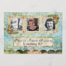 Shabby Chic Photo 80th Birthday Partyへの招待