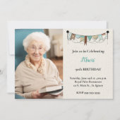 Shabby Chic Photo 90th Birthday Partyへの招待 招待状 (正面)