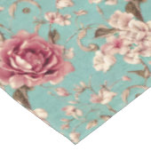 Shabby Chic Pink and White Florals on Teal テーブルクロス (アングル)