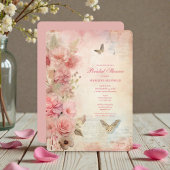 Shabby Chic Pink Floral Bridal Shower 招待状