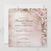 Shabby Chic Pink Floral Bridal Shower 招待状 (正面)