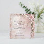 Shabby Chic Pink Floral Bridal Shower 招待状 (スタンド正面)