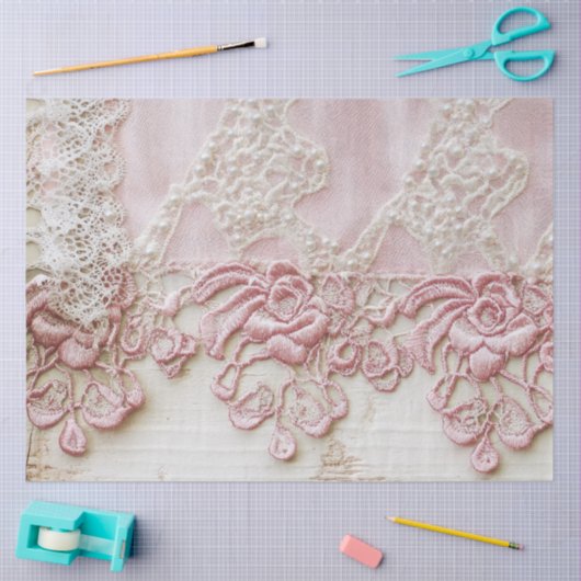 Shabby Chic Pink Lace  薄葉紙 (クラフト)