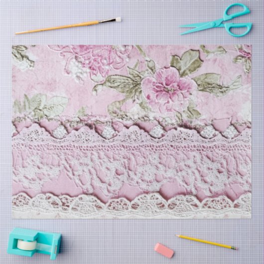 Shabby Chic Pink Lace  薄葉紙 (クラフト)