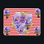 Shabby Chic Pink Pansy Floral Red Stripe Magnet マグネット<br><div class="desc">Shabby Chic Pink Dot Pansy Floral Red Stripe Manget. Using beautiful original watercolor paintings,  I painted from the flowers in my own garden. This kitchen towel is a must for any garden or flower lover!</div>