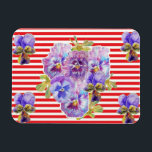 Shabby Chic Pink Pansy Floral Red Stripe Magnet マグネット<br><div class="desc">Shabby Chic Pink Dot Pansy Floral Red Stripe Manget. Using beautiful original watercolor paintings,  I painted from the flowers in my own garden. This kitchen towel is a must for any garden or flower lover!</div>
