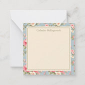 Shabby Chic Pink Peony Floral Personalized ノートカード (正面)