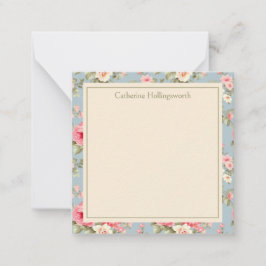 Shabby Chic Pink Peony Floral Personalized ノートカード