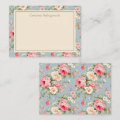 Shabby Chic Pink Peony Floral Personalized ノートカード (正面/裏面)