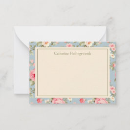 Shabby Chic Pink Peony Floral Personalized ノートカード