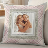 Shabby Chic Pink Plaid Best Mom Ever Photo クッション