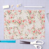 Shabby Chic Pink Roses Beige Polka Dots 薄葉紙 (クラフト)
