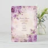 Shabby Chic Purple Lavender Floral Bridal Shower 招待状 (スタンド正面)
