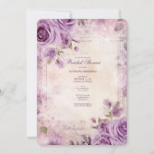 Shabby Chic Purple Lavender Floral Bridal Shower 招待状 (正面)