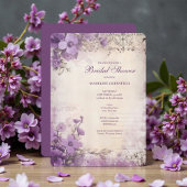 Shabby Chic Purple Lavender Floral Bridal Shower 招待状