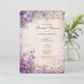 Shabby Chic Purple Lavender Floral Bridal Shower 招待状 (スタンド正面)