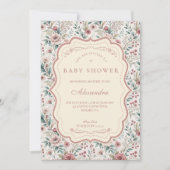 Shabby Chic Rose Garden Baby Shower 招待状 (正面)