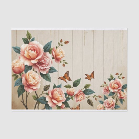 Shabby Chic Roses Art Painting 薄葉紙 (正面)