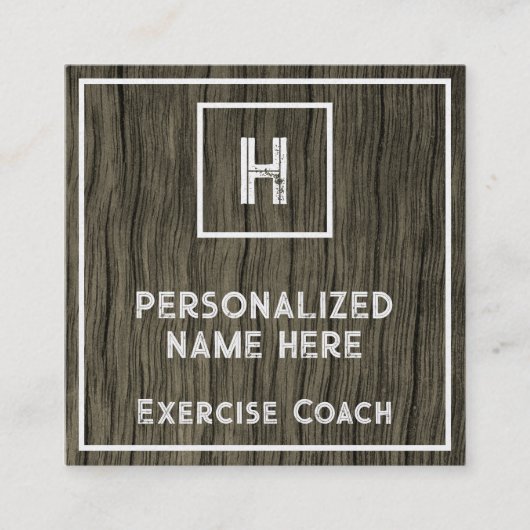 Shabby Chic & Rustic Exercise Coach Business Card スクエア名刺 (正面)