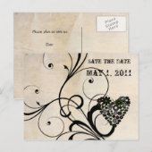 Shabby Chic Save the Date 案内ポストカード (正面/裏面)