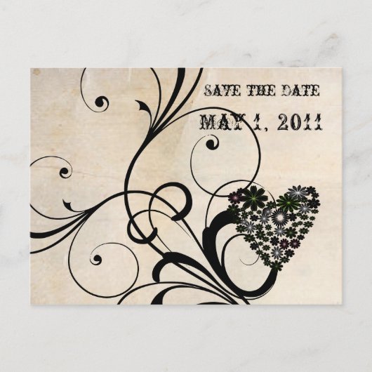 Shabby Chic Save the Date 案内ポストカード (正面)