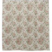 Shabby Chic Shower Curtain Soft Pastel Flowers シャワーカーテン (正面)