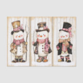 Shabby Chic Snowman Trio Wood Panel FG1 Decoupage 薄葉紙 (正面)