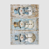 Shabby Chic Snowmen Blue Gold EL8L Decoupage 薄葉紙 (正面)