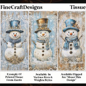 Shabby Chic Snowmen Blue Gold EL8L Decoupage 薄葉紙