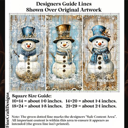 Shabby Chic Snowmen Blue Gold EL8L Decoupage 薄葉紙
