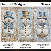 Shabby Chic Snowmen Blue Gold EL8R Decoupage 薄葉紙