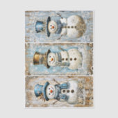 Shabby Chic Snowmen Blue Gold EL8R Decoupage 薄葉紙 (正面)