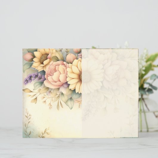 Shabby Chic Sunflower & Peony Junk Journal Page (スタンド正面)